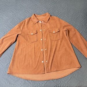 SHEIN Caramel Brown Button Down Shirt Relaxed Fit